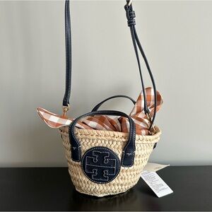 Tory Burch Ella Straw Mini Gingham Bag